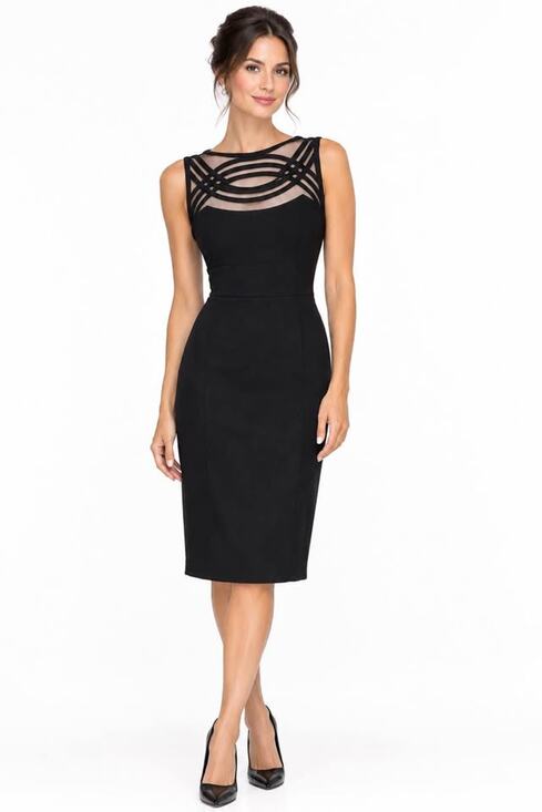 Susana Monaco Dresses & Skirts - Susana Monaco Women’s Small Black Felt & Mesh Arched Geometric Bodycon Dress